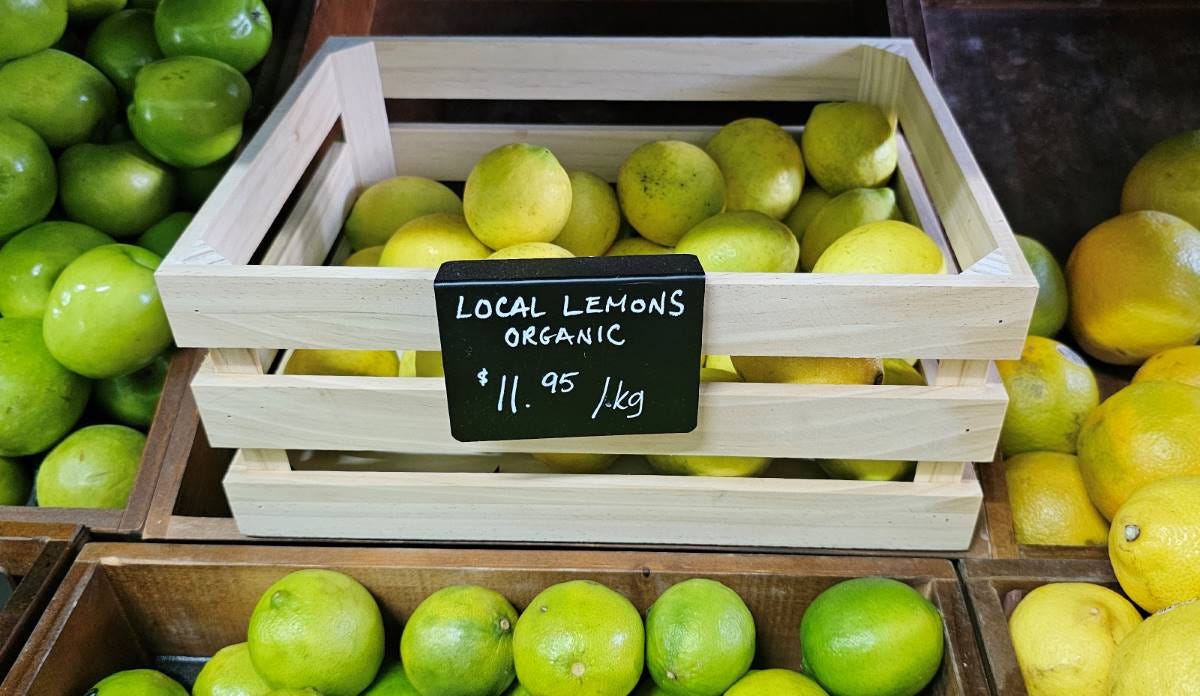 local lemons at the vegie patch in blackheath