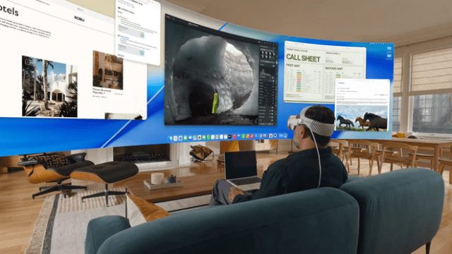 With M5, Vision Pro can increase the refresh rate up to 120Hz for reduced motion blur when users look at their physical surroundings, and an even smoother experience when using Mac Virtual Display.