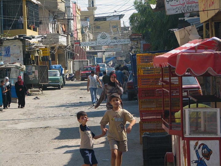 Palestinians in Lebanon's Ain-al Hilweh refugee camp in Sidon (Saida)