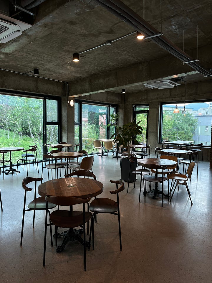 Cafe entrance and upstairs seating