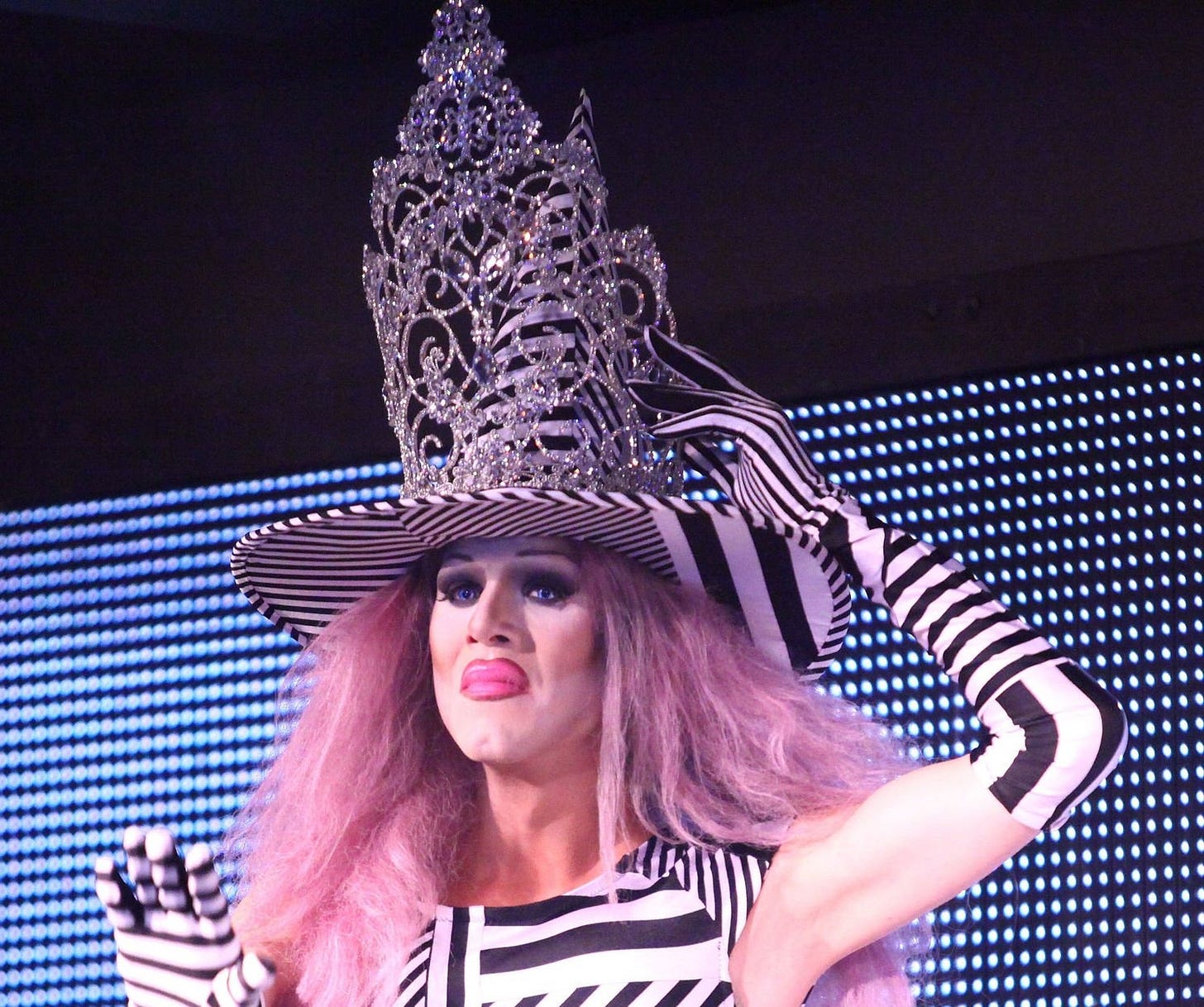 Sharon Needles wearing the prize crown