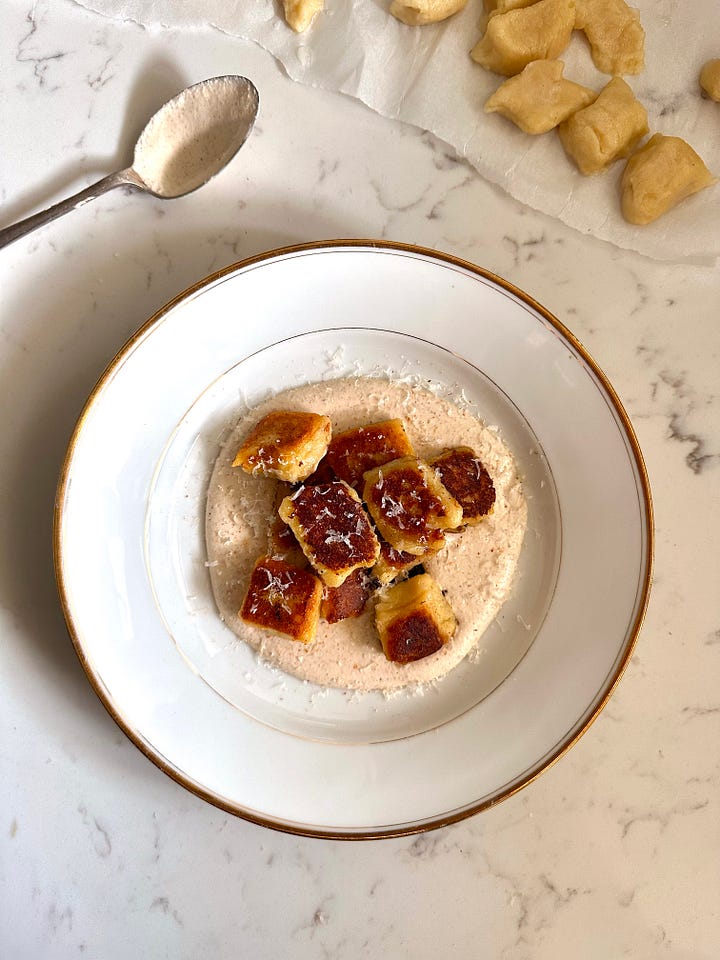 parsnip gnocchi and walnut sauce