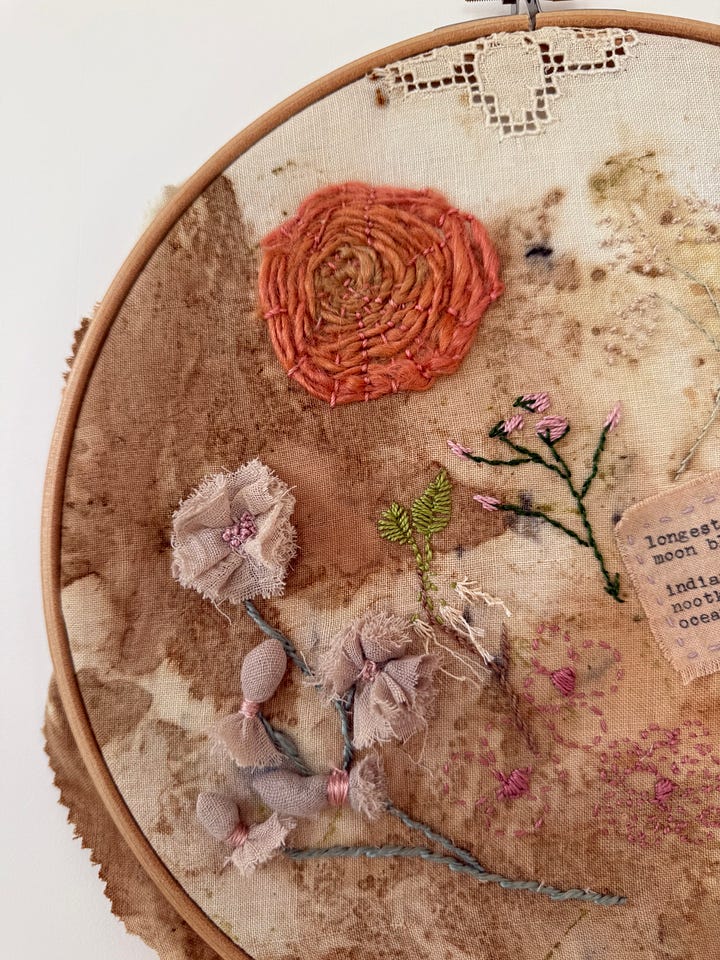 top left -detail of December: top right - detail of February: bottom left - March moon: bottom right - detail of June moon.