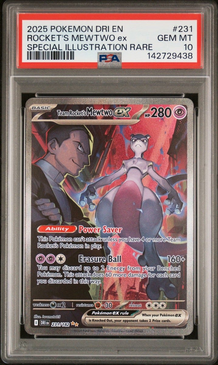 2025 POKEMON DRI EN-DESTINED RIVALS #231 TEAM ROCKET'S MEWTWO EX PSA 10