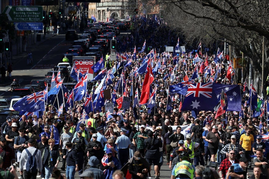 Thousands in Australia march against immigration, government condemns rally | Reuters Thousands in Australia march against immigration, government condemns rally | Reuters