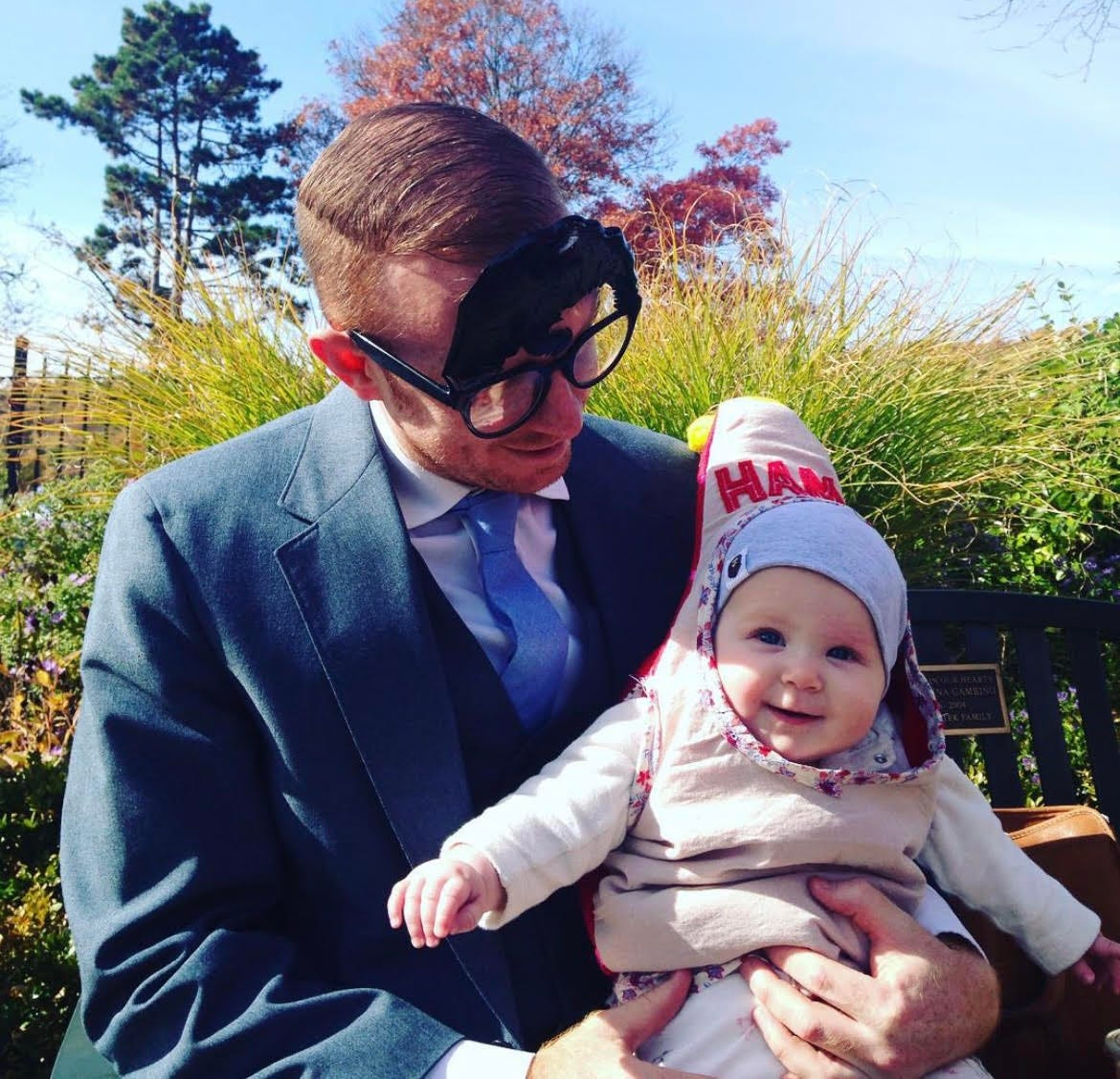 a baby in a ham costume