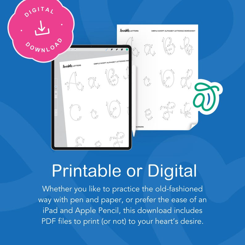 Resource Spotlight: Simple Script Alphabet Lettering Worksheet