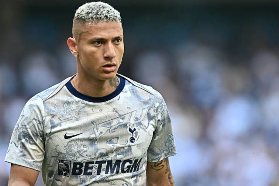 Richarlison of Tottenham Hotspur warms up before the Premier League match between Tottenham Hotspur and Everton at Tottenham Hotspur Stadium on May 24, 2026 in London, England. (Photo by Vince Mignott/MB Media/Getty Images) Richarlison of Tottenham Hotspur warms up before the Premier League match between Tottenham Hotspur and Everton at Tottenham Hotspur Stadium on May 24, 2026 in London, England. (Photo by Vince Mignott/MB Media/Getty Images)