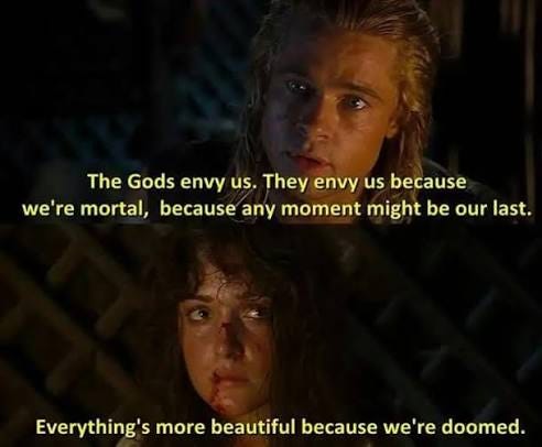 The Gods Envy Us They Envy Us Because Were Mortal Because Every Moment May  Be Our Last Everything Is Beautiful Because Were Doomed | TikTok