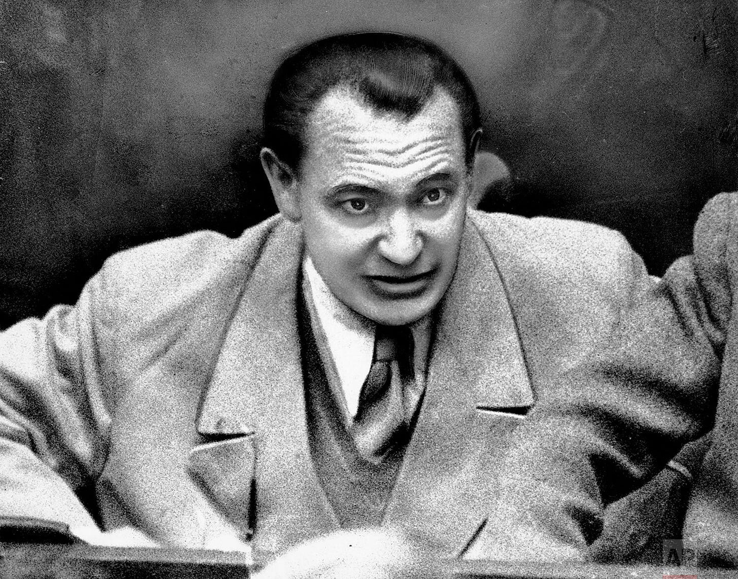 Reichsmarshal Hermann Goering listens intently as portions of the verdict are delivered in the Palace of Justice during the Nuremberg War Crimes Trial on September 30, 1946. In the subsequent final session, Goering was sentenced to death by hanging. Reichsmarshal Hermann Goering listens intently as portions of the verdict are delivered in the Palace of Justice during the Nuremberg War Crimes Trial on September 30, 1946. In the subsequent final session, Goering was sentenced to death by hanging.