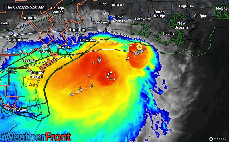 Bertha hopscotching the western Gulf Coast, heading for its demise tomorrow
