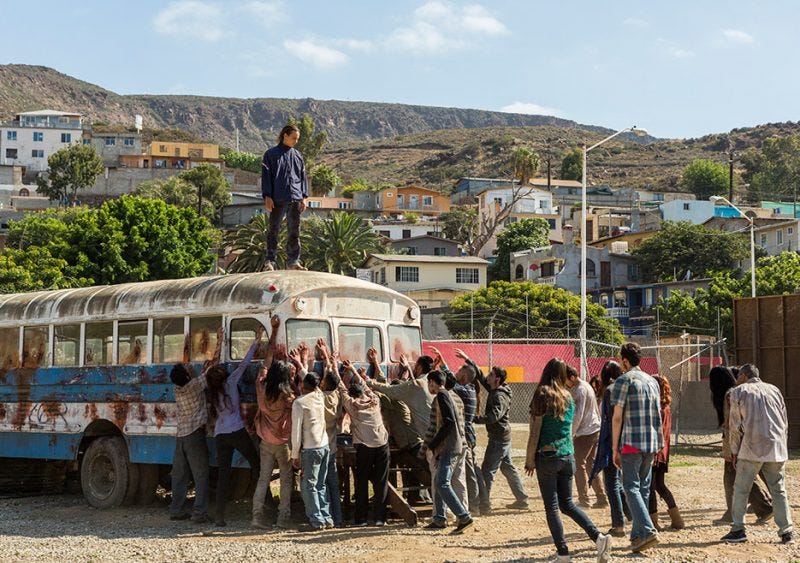 fear the walking dead nick on bus fear the walking dead nick on bus