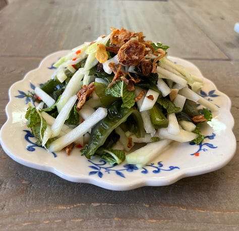 nuoc cham vinaigrette and 4 salads