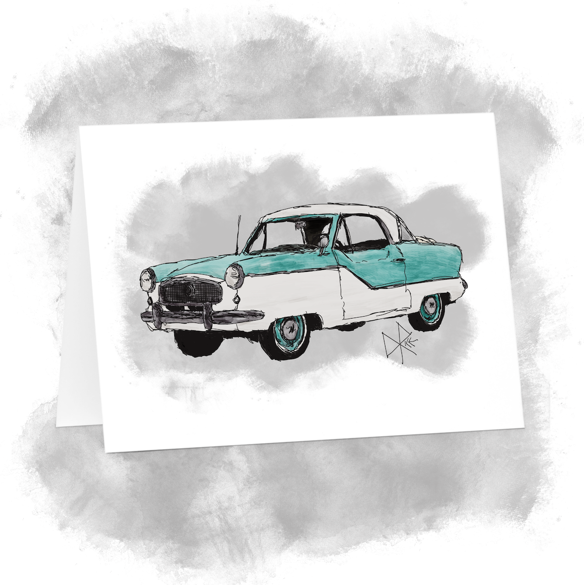This timeless classic subcompact economy vehicle was manufactured from 1953 until 1962 in England for the North American market. Sketch art by Don Rice. This timeless classic subcompact economy vehicle was manufactured from 1953 until 1962 in England for the North American market. Sketch art by Don Rice.
