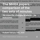 The MHRA papers - comparison of the two sets of minutes