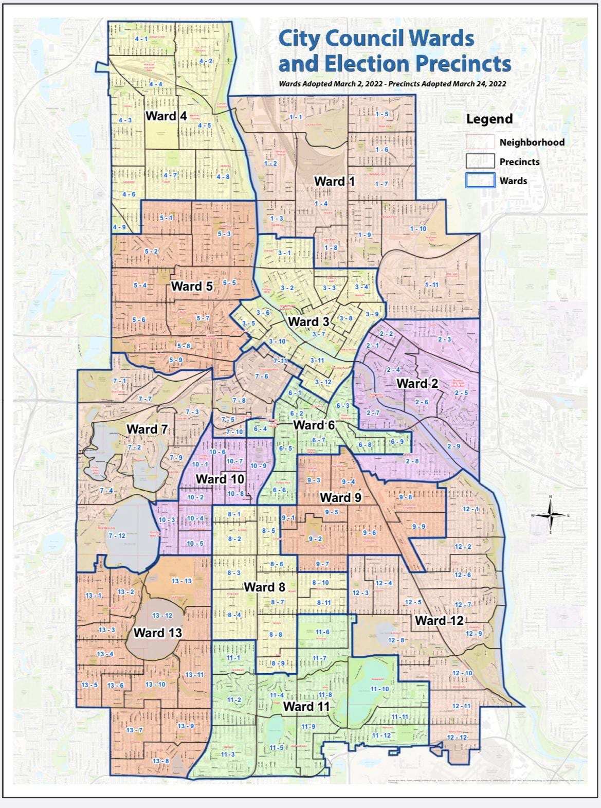 Ward Map Boundaries for the City of Minneapolis