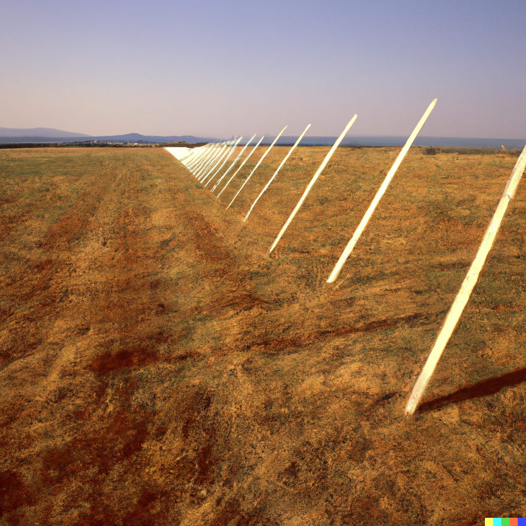 DALL·E 2022-07-25 11.16.32 - A photograph of a land art project by Robert Smithson from 1978 in a field made with lines at 45 degree angles (1)