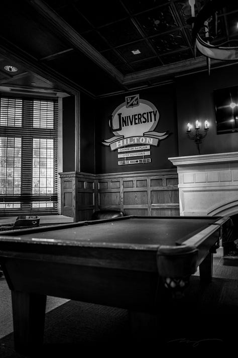 library study space, former student images, college seal, sundial, pool hall, stained glass windows, astronomy
