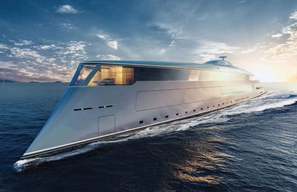 The 367-foot-long hydrogen-powered sustainable superyacht from Sinot Yacht Architecture & Design. The 367-foot-long hydrogen-powered sustainable superyacht from Sinot Yacht Architecture & Design.
