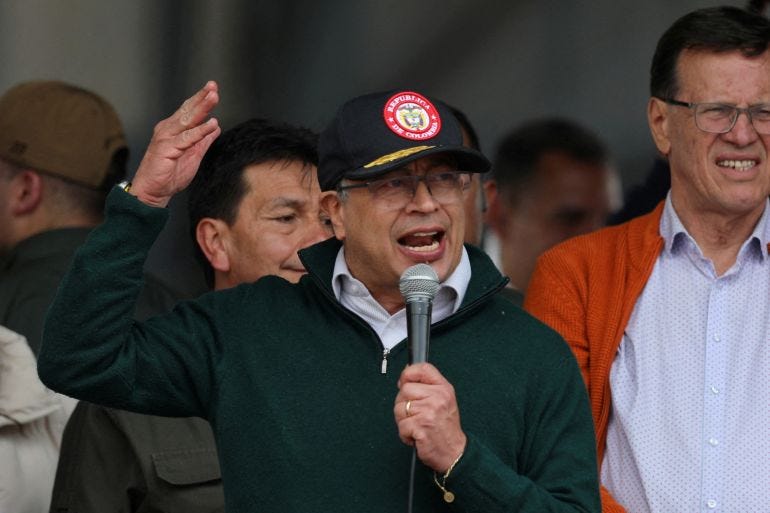 Colombia's President Gustavo Petro speaks in Bogota
