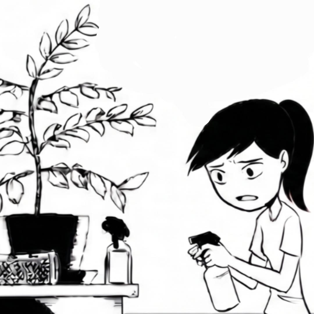 Zara overthinks plant-sitting
