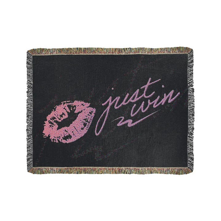Just Win blanet and towel design.