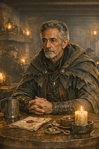 Baron Dmitri Krezkov waiting for party at Blue Water Inn