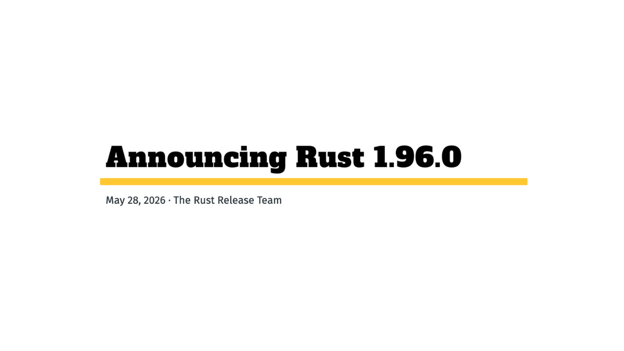 Image: Announcing Rust 1.96.0 banner Image: Announcing Rust 1.96.0 banner