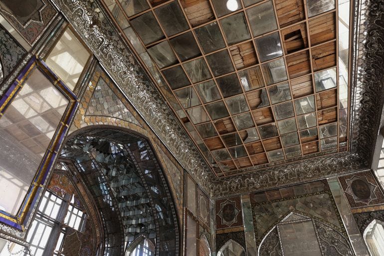 Debris at the historical monument Golestan Palace Debris at the historical monument Golestan Palace