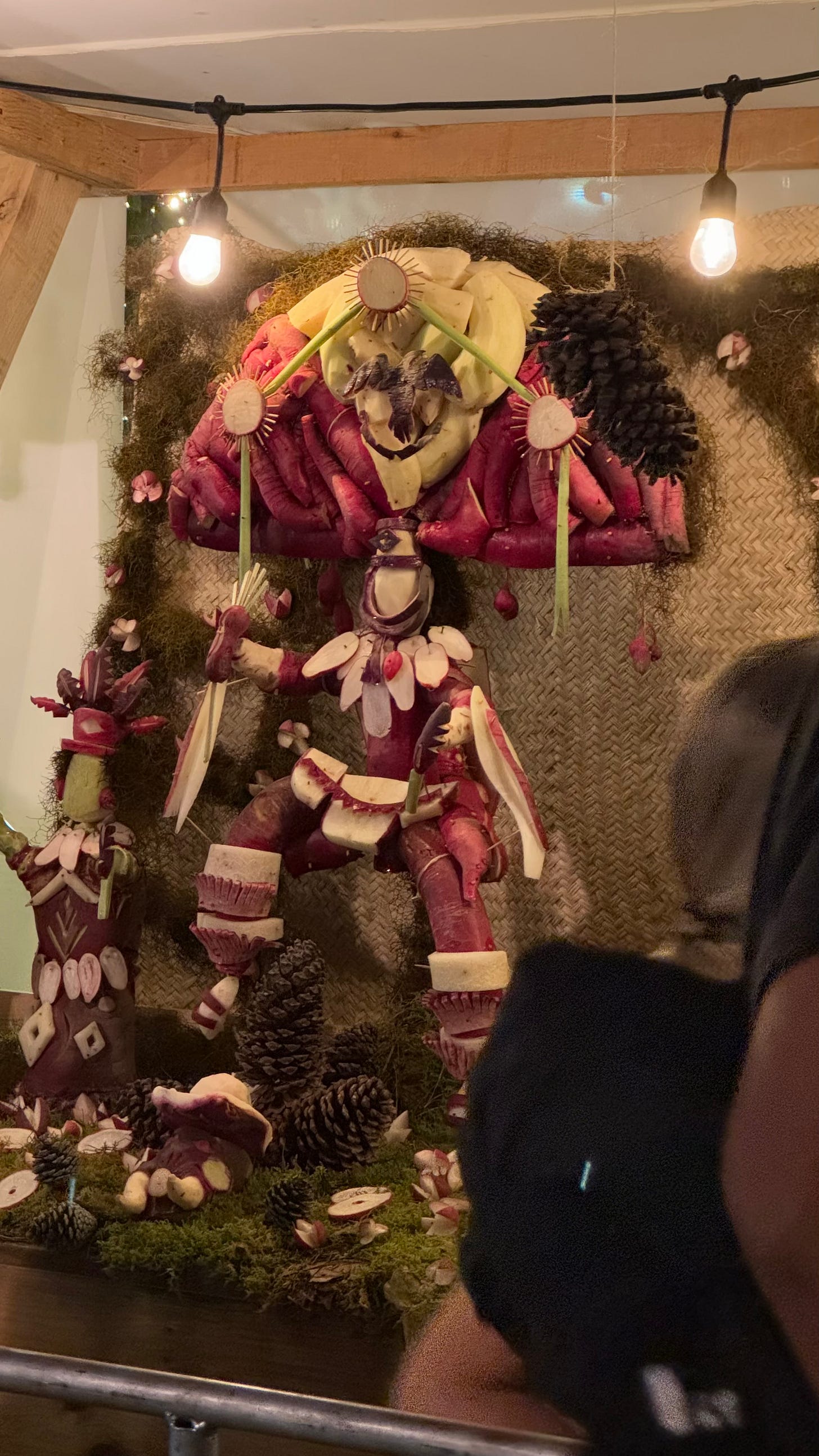 This type of garb is traditional in a part of Oaxaca, and people dressed like this sometimes appear at more expensive Oaxacan weddings. This type of garb is traditional in a part of Oaxaca, and people dressed like this sometimes appear at more expensive Oaxacan weddings.