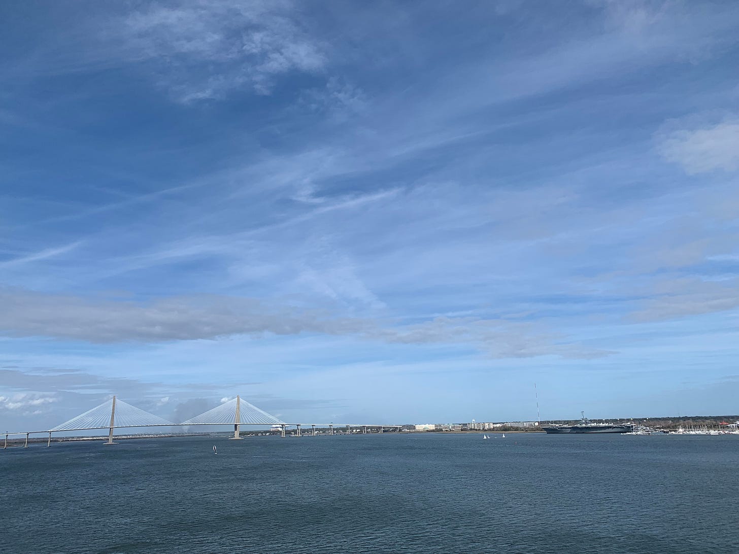 View of Ravenel Bridge in Charleston, SC from the James Island Connector.