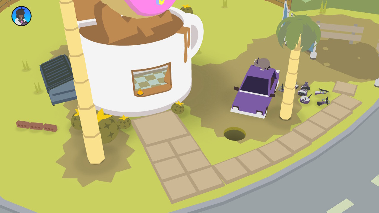 Gameplay in Donut County Gameplay in Donut County