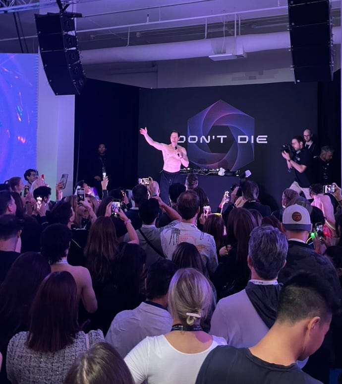 bryan johnson on stage after rave