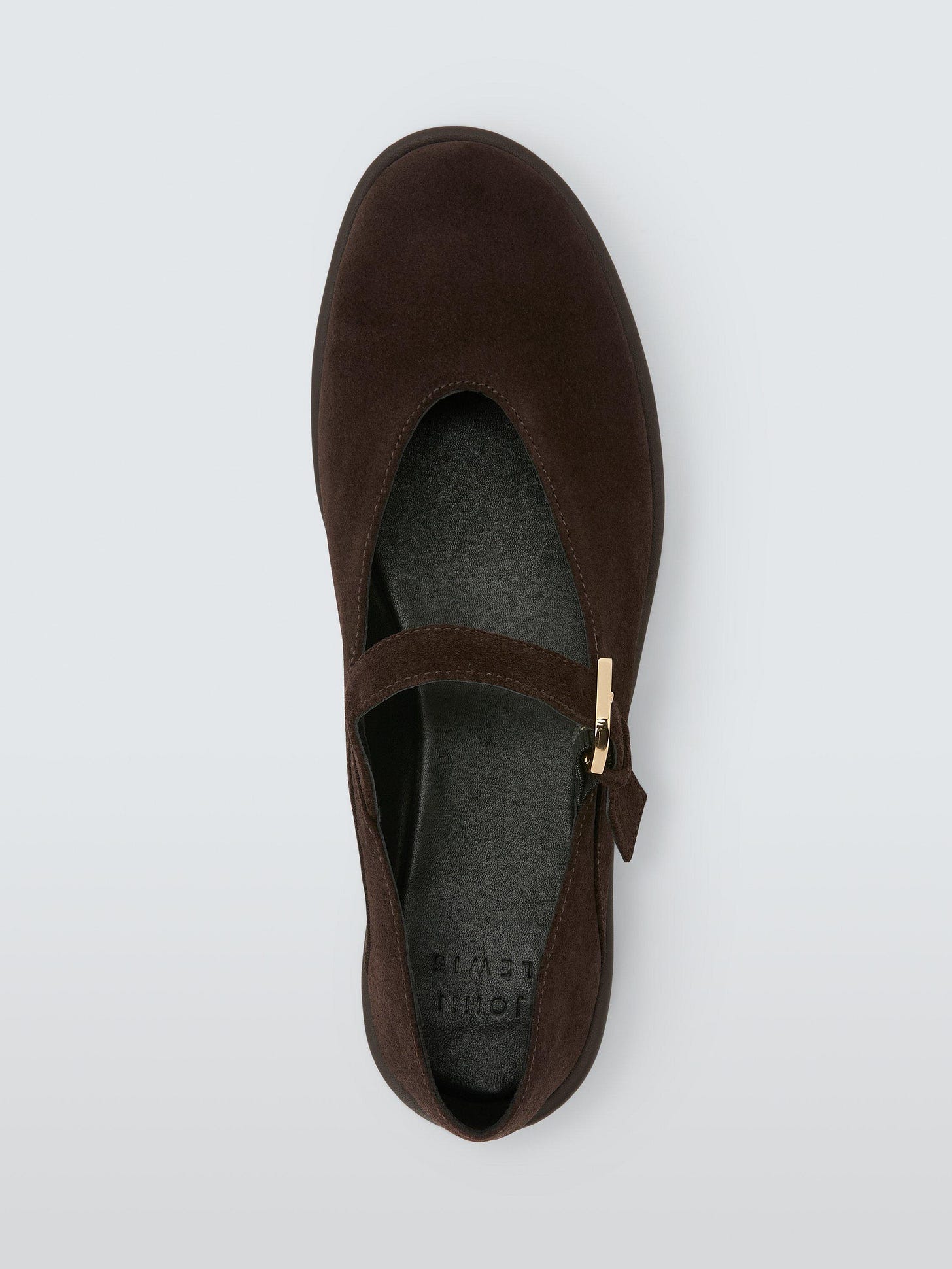 John Lewis Hettie Suede Round Toe High Cut Mary Jane Ballerina Pumps,  Chocolate