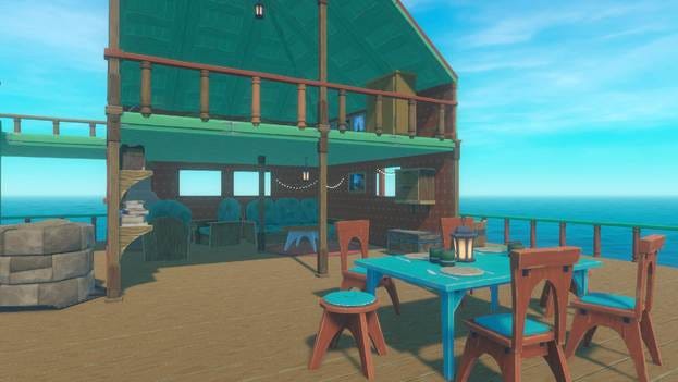 A house with a table and chairs on a deck

AI-generated content may be incorrect.