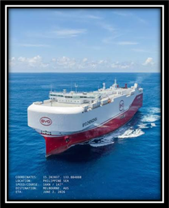 It arrrived today: 'The arrival of a purpose-built ship owned by Chinese car manufacturer BYD that docked in Melbourne on Sunday carrying 5,000 vehicles has been described by an analyst as a It arrrived today: 'The arrival of a purpose-built ship owned by Chinese car manufacturer BYD that docked in Melbourne on Sunday carrying 5,000 vehicles has been described by an analyst as a