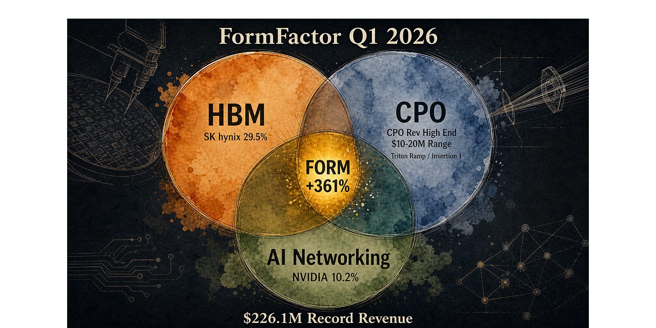 FormFactor Q1 2026: SK hynix 29.5%, NVIDIA 10.2%, and the First CPO Test Revenue Signal