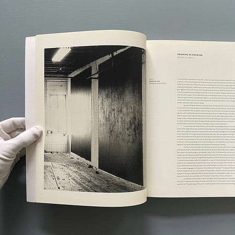 Richard Serra Drawing: A Retrospective, Edited by Gary Garrels, Bernice Rose, and Michelle White, with additional contributions by Lizzie Borden, Magdalena Dabrowski, Richard Serra, and Richard Shiff, The Menil Foundation, Houston, TX, 2011 (Internet Archive here) [Saint-Martin Bookshop, Bruxelles-Brussel. Art: © Richard Serra / ARS, New York]