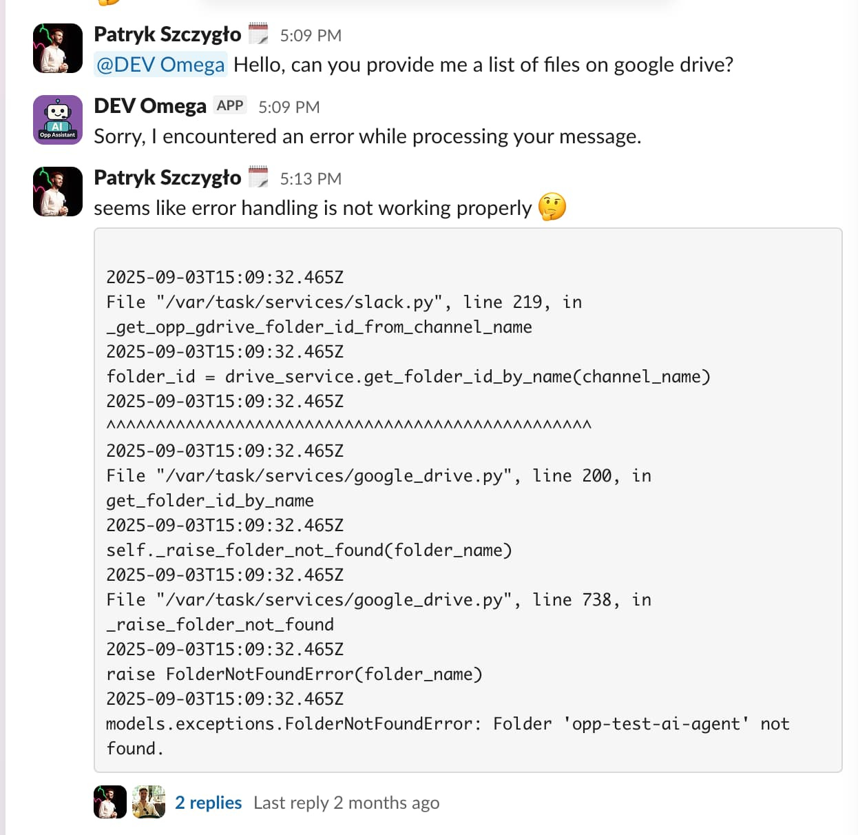 Discord AI error log