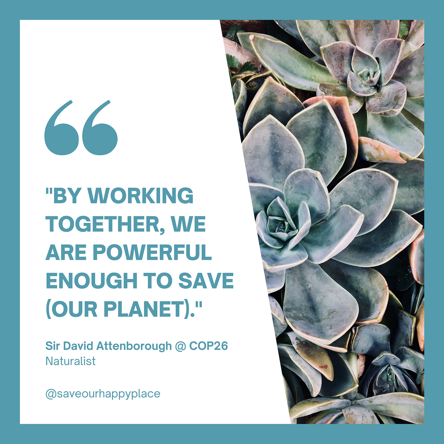 "By working together, we are powerful enough to save (our planet)" Naturalist Sir David Attenborough
