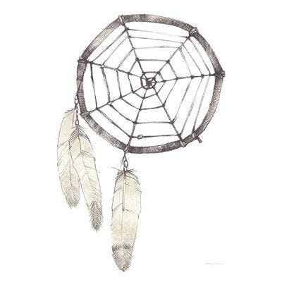This may contain: a drawing of a dream catcher with feathers