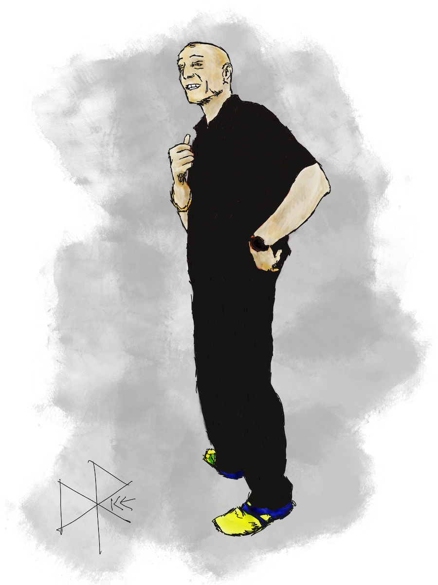 A standing man looks pleasantly surprised after hearing some information. Sketch art by Don Rice. A standing man looks pleasantly surprised after hearing some information. Sketch art by Don Rice.