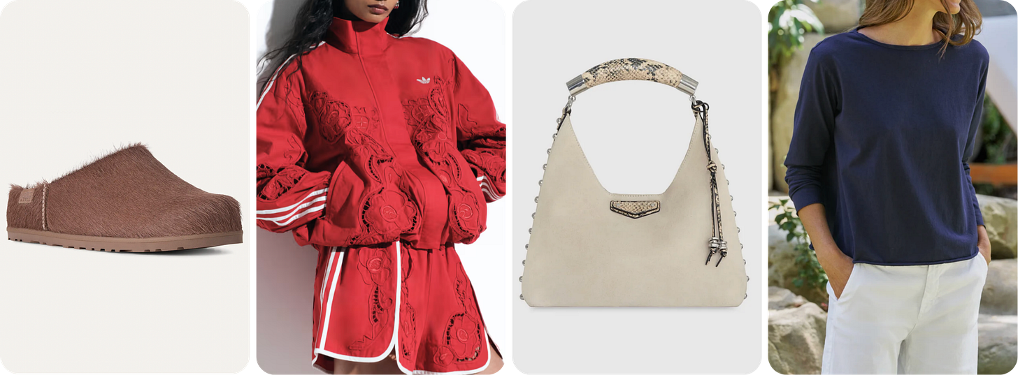 Ugg, Adidas Jacket, Rebecca Minkoff Bag, plain top