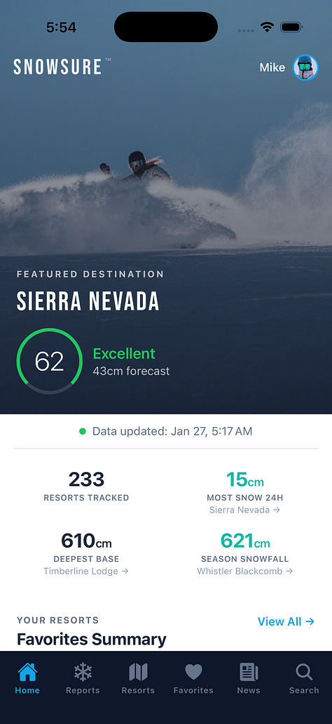 SnowSure mobile application