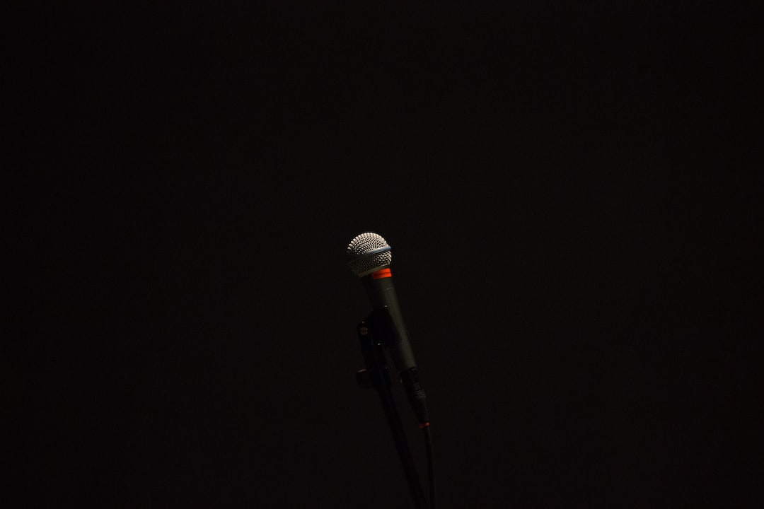 black corded microphone with stand
