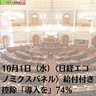 10月1日（水）〈日経エコノミクスパネル〉給付付き控除「導入を」74%