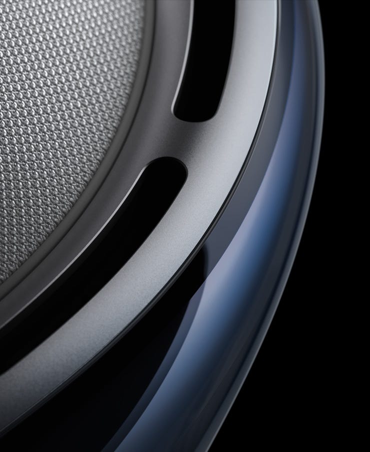 Vision Pro close up showing the top of the aluminum enclosure