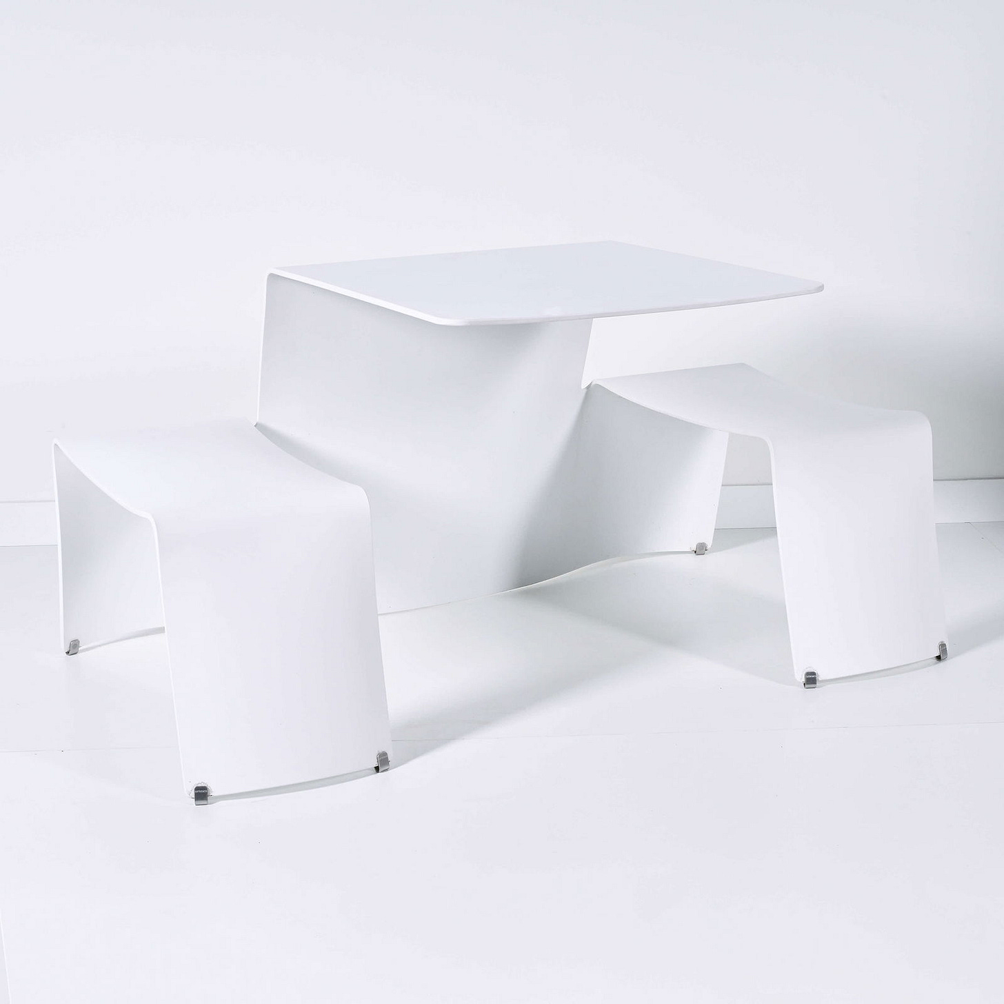 Picnic table designed by Dirk Wynants & Xavier Lust for Extremis, 2002, in solid sheet aluminium,