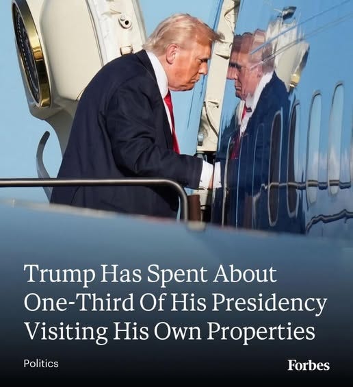 May be an image of 1 person, the Oval Office and text that says 'Trump Has Spent About One-Third Third Of His Presidency Visiting His Own Properties Politics Forbes'