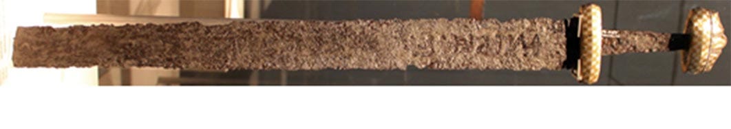 Ulfberht sword (ninth century), found in 1960 in the Old Rhine close to Friesenheimer Insel, Mannheim. Germanic National Museum in Nuremberg. (Anagoria/ CC BY-SA 3.0) Ulfberht sword (ninth century), found in 1960 in the Old Rhine close to Friesenheimer Insel, Mannheim. Germanic National Museum in Nuremberg. (Anagoria/ CC BY-SA 3.0)